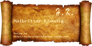 Halbritter Klaudia névjegykártya